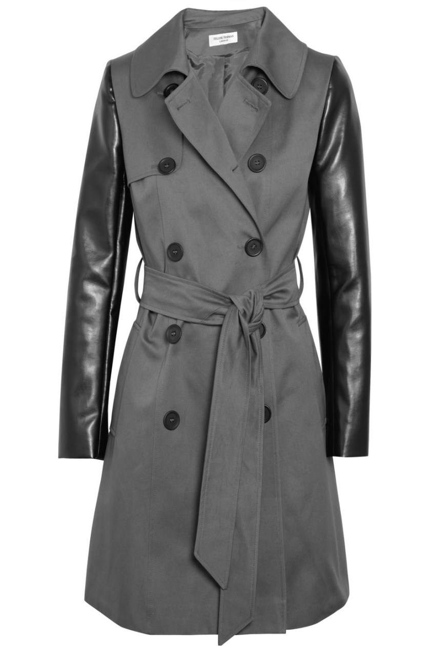 Leather sleeves trench for woman