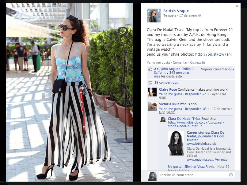 Clara De Nadal Trias (aka muymia) spotted on British VOGUE on January 2014