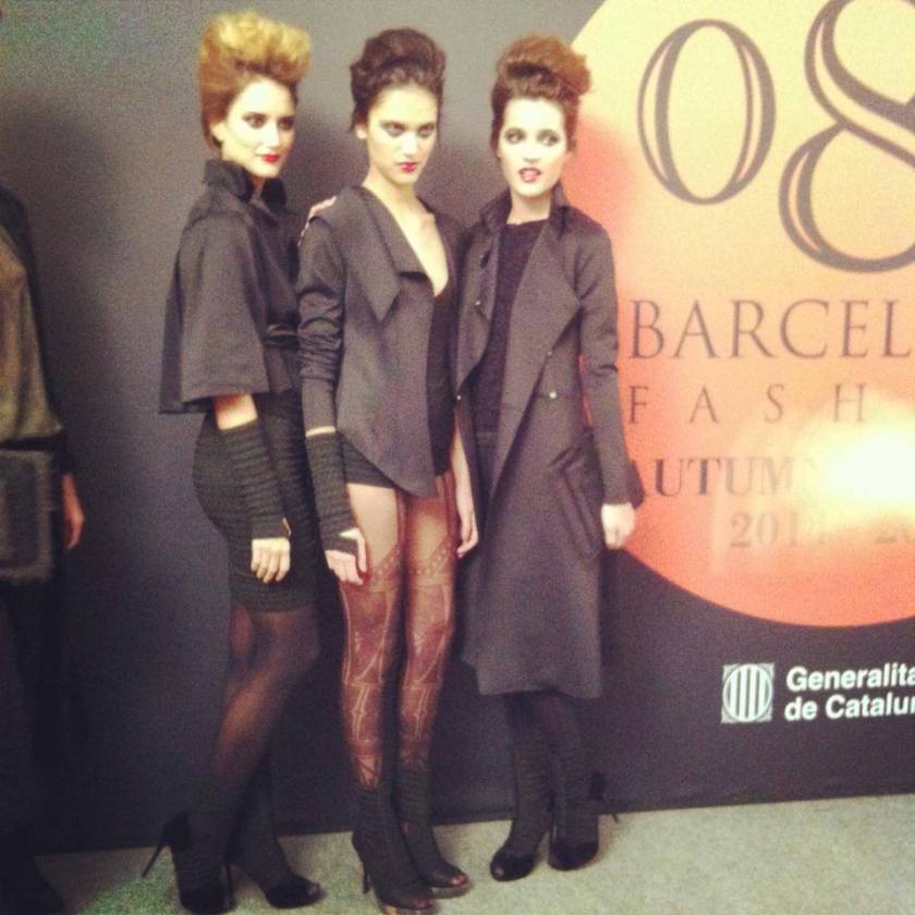 Models dress up with Celia Vela AW14 collection before the show at 080 Barcelona Fashion